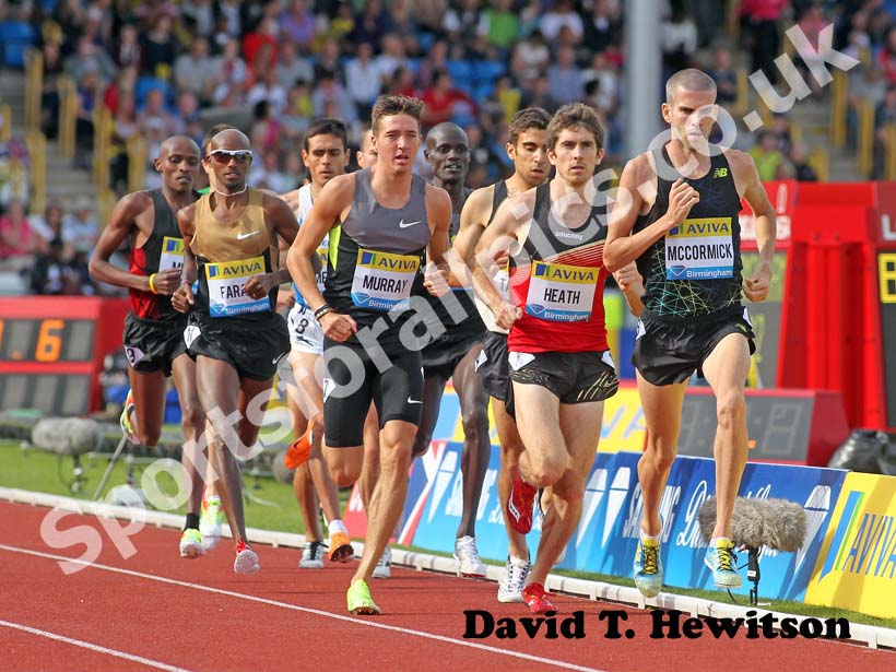 Nick McCormick leads Garrett Heath, Ross Murray, Jonathan Taylor and Mo Farah in the 2 miles, 2012 Samsung Diamond League, Birmingham.